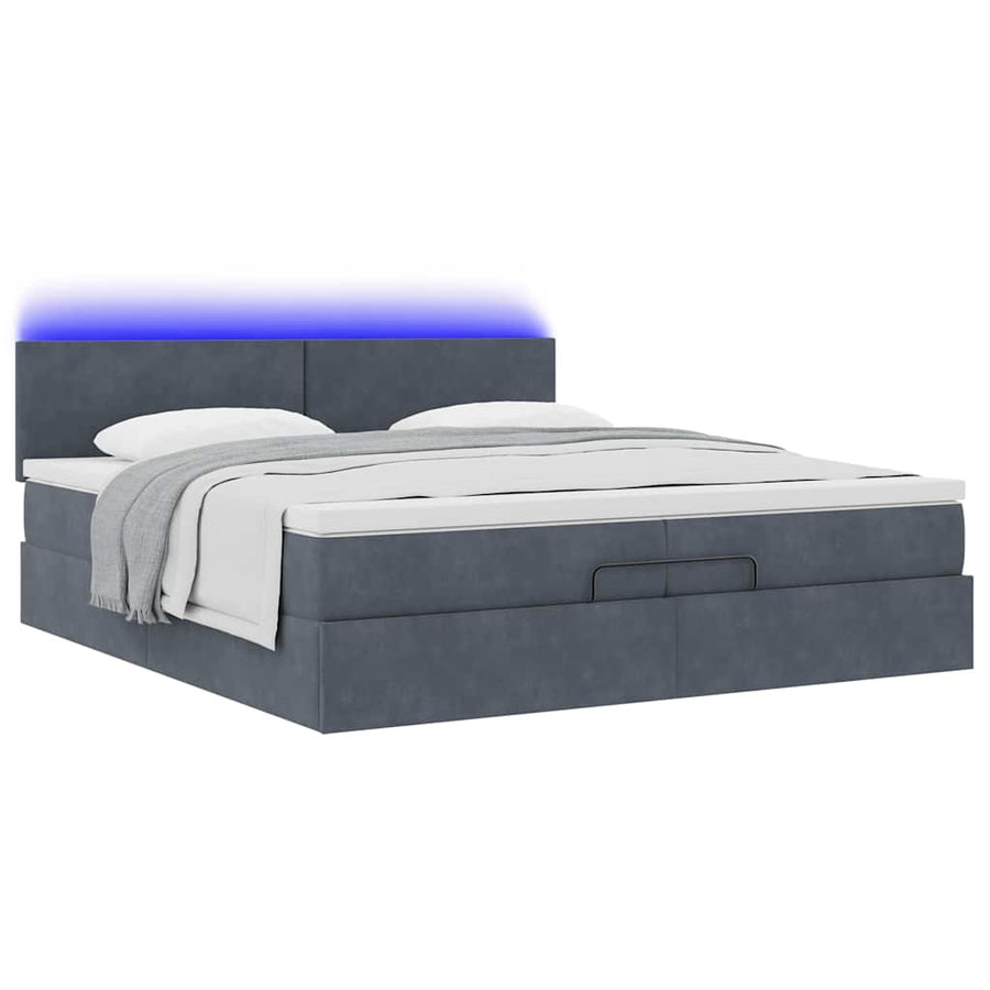 Ottoman bed met matrassen en LED's 200x200cm fluweel