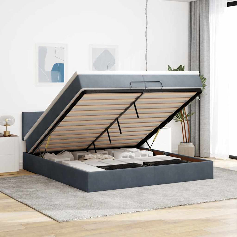 Ottoman bed met matrassen en LED's 200x200cm fluweel