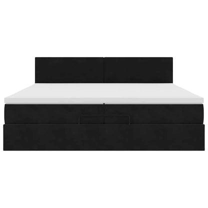 Ottoman bed met matrassen en LED's 200x200cm fluweel zwart