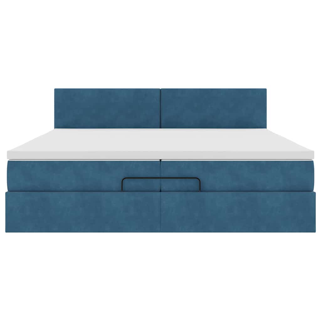 Bed Poef Met Matrassen En Leds Fluweel 200 x 200 cm Donkerblauw