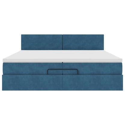 Bed Poef Met Matrassen En Leds Fluweel 200 x 200 cm Donkerblauw
