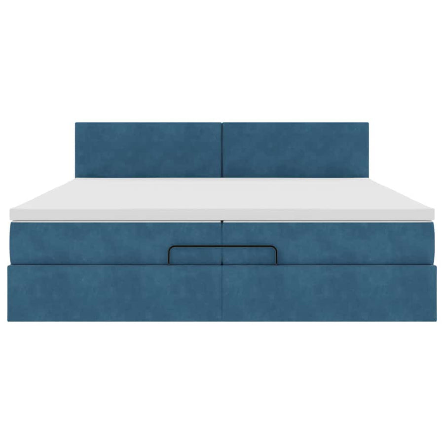 Bed Poef Met Matrassen En Leds Fluweel 200 x 200 cm Donkerblauw