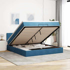 Bed pouf with mattresses and LEDs 200x200 cm velvet dark blue