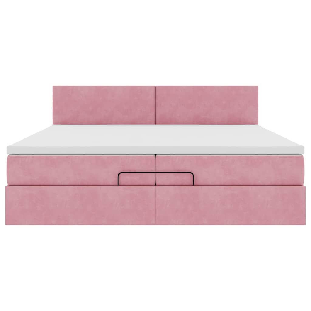 Ottoman bed met matrassen en LED's 200x200cm fluweel roze