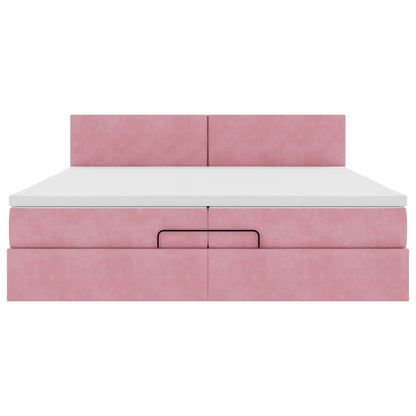Ottoman bed met matrassen en LED's 200x200cm fluweel roze