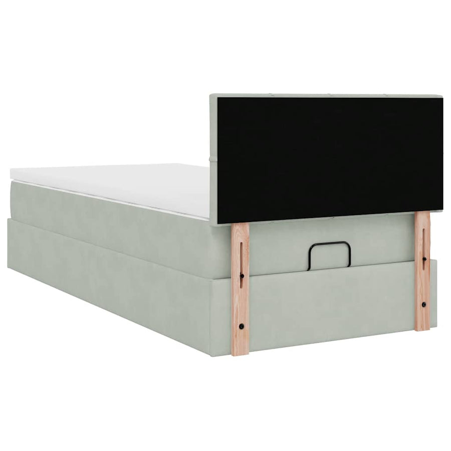 Ottoman bed met matras en LED's 80x200cm fluweel lichtgrijs