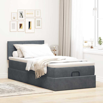 Ottoman bed met matras en LED's 80x200cm fluweel donkergrijs