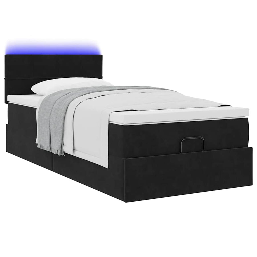 Ottoman bed met matras en LED's 80x200cm fluweel zwart