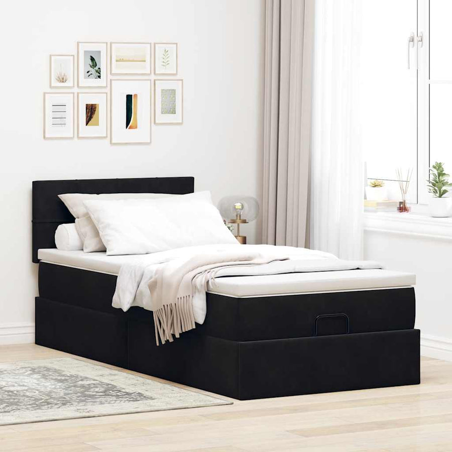 Ottoman bed met matras en LED's 80x200cm fluweel zwart