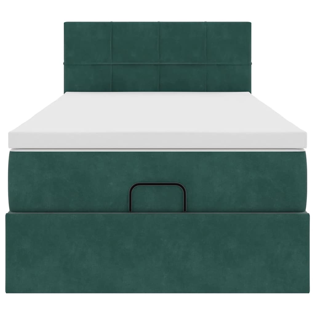 Ottoman bed met matras en LED's 80x200cm fluweel donkergroen