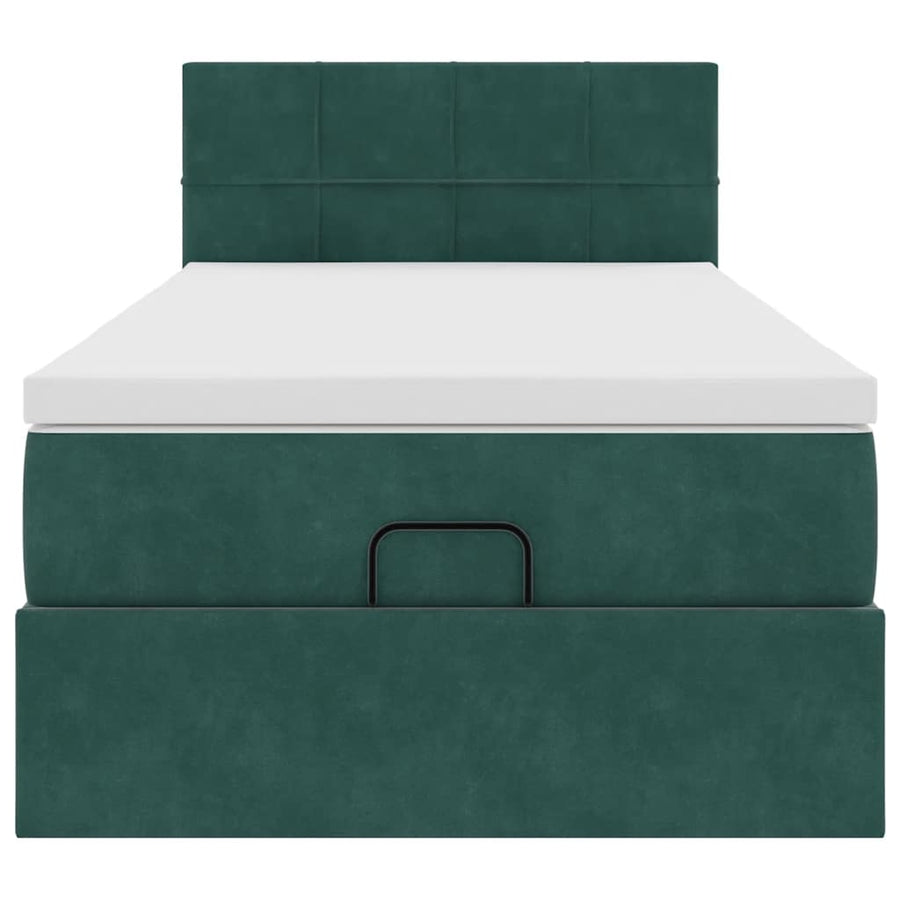 Ottoman bed met matras en LED's 80x200cm fluweel donkergroen