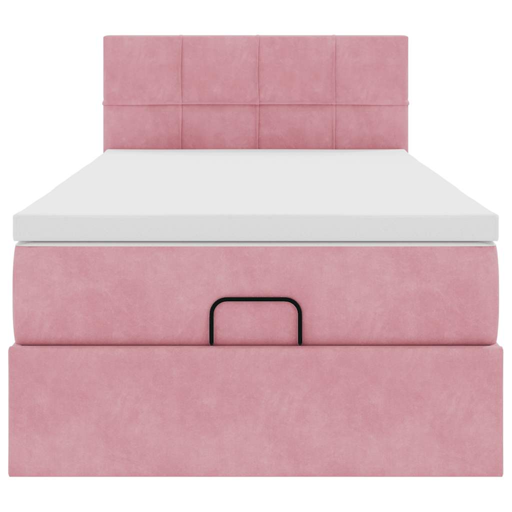 Ottoman bed met matras en LED's 80x200cm fluweel roze