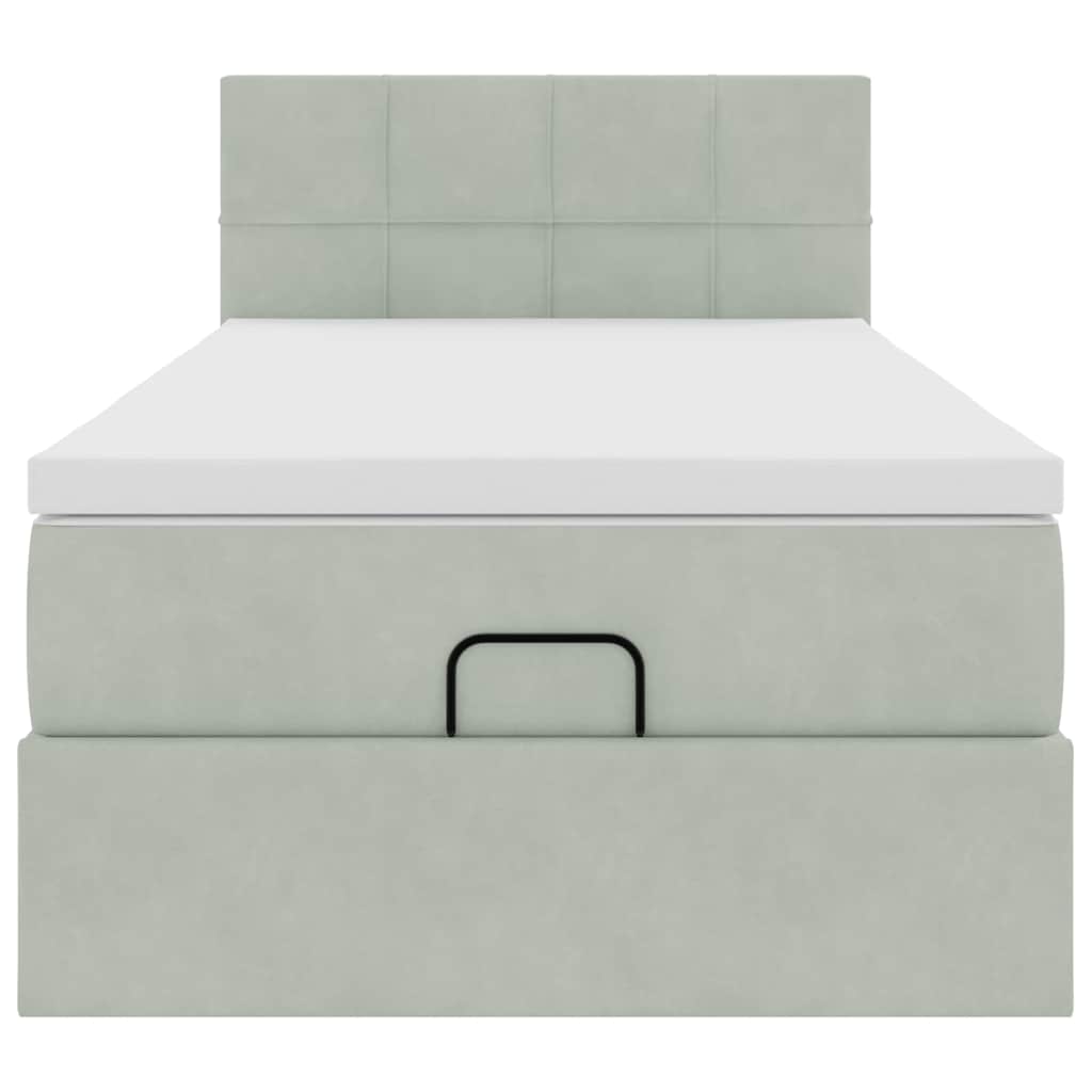 Ottoman bed met matras en LED's 90x190cm fluweel lichtgrijs