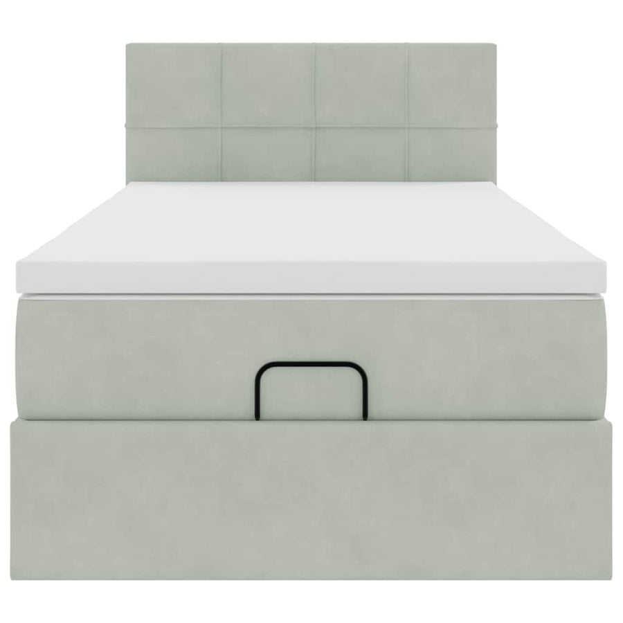 Ottoman bed met matras en LED's 90x190cm fluweel lichtgrijs