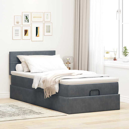 Ottoman bed met matras en LED's 90x190cm fluweel donkergrijs
