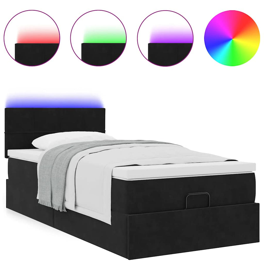 Ottoman bed met matras en LED's 90x190cm fluweel zwart