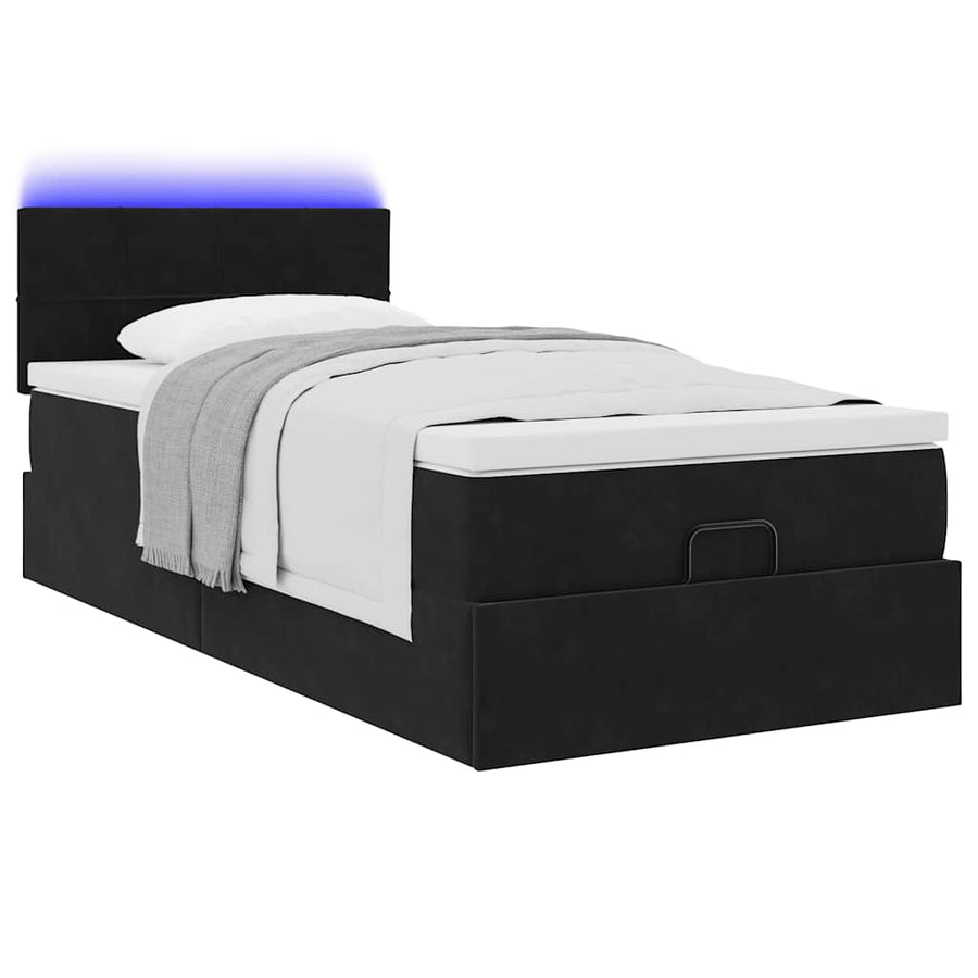 Ottoman bed met matras en LED's 90x190cm fluweel zwart