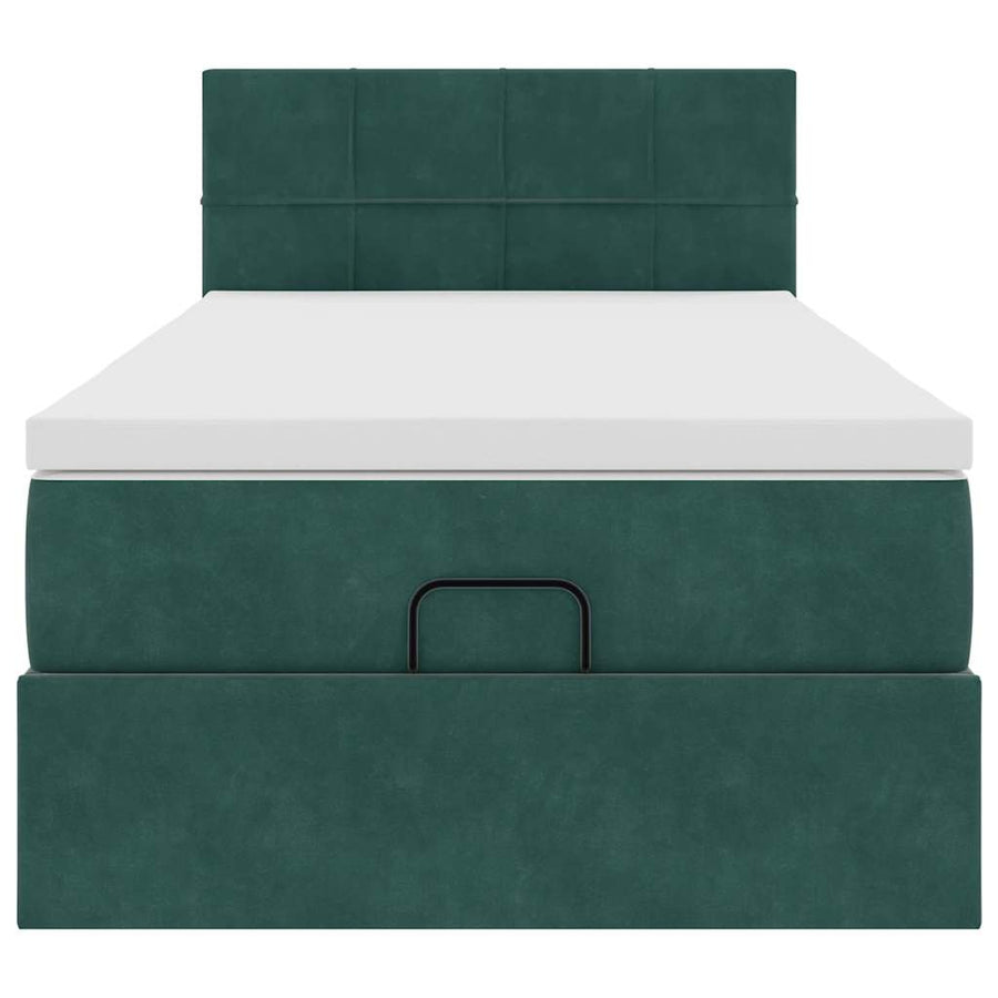 Ottoman bed met matras en LED's 90x190cm fluweel donkergroen