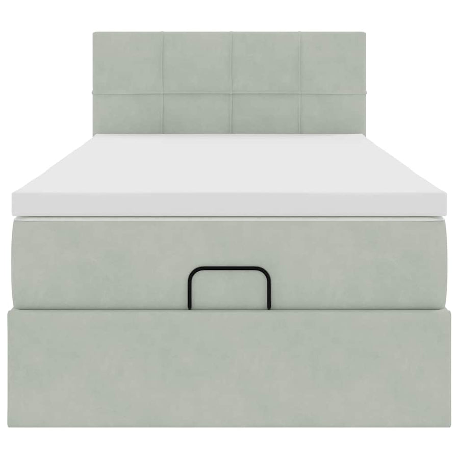Ottoman bed met matras en LED's 90x200cm fluweel lichtgrijs