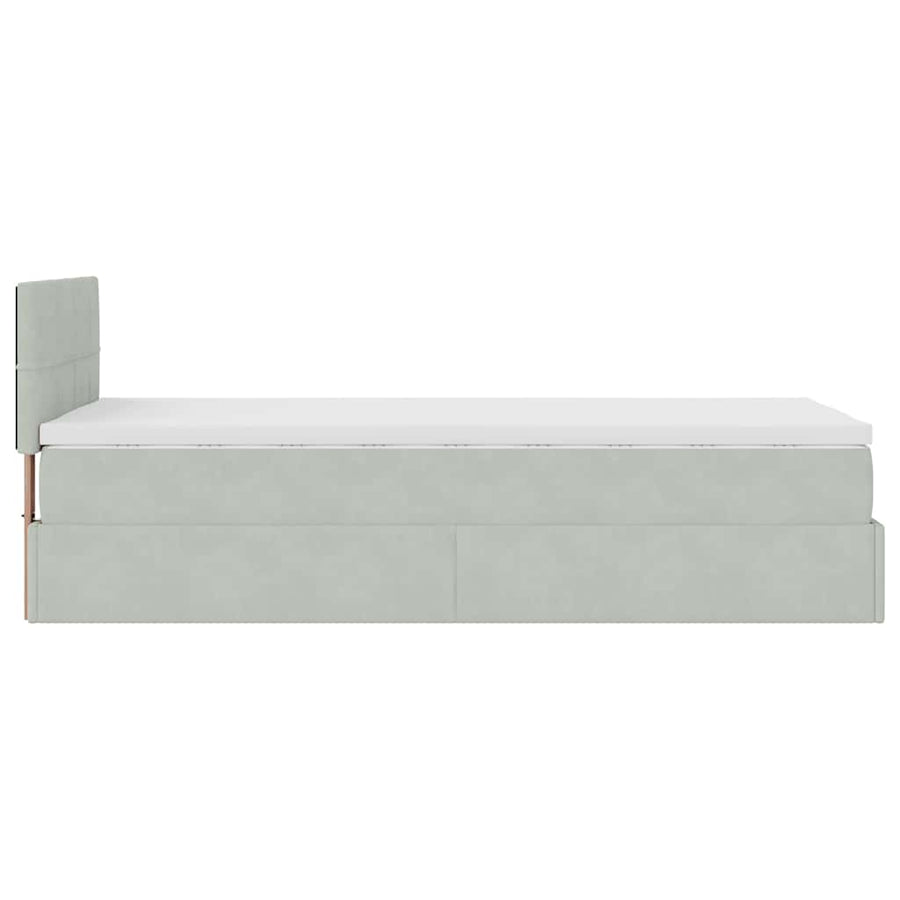Ottoman bed met matras en LED's 90x200cm fluweel lichtgrijs