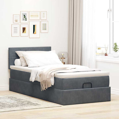 Ottoman bed met matras en LED's 90x200cm fluweel donkergrijs
