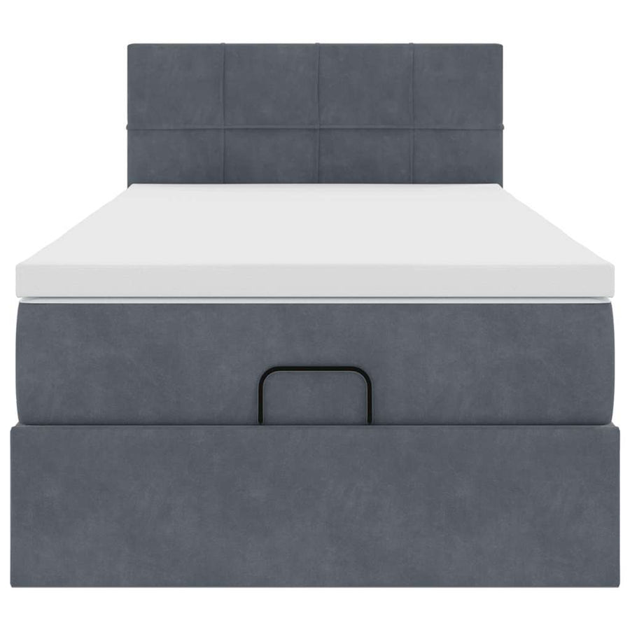 Ottoman bed met matras en LED's 90x200cm fluweel donkergrijs