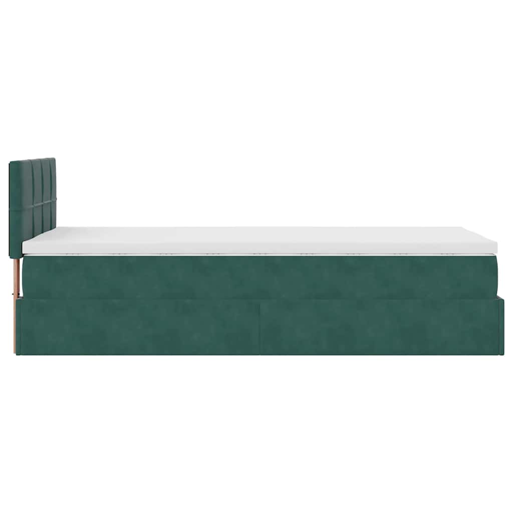 Ottoman bed met matras en LED's 90x200cm fluweel donkergroen