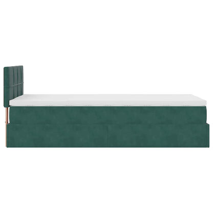 Ottoman bed met matras en LED's 90x200cm fluweel donkergroen