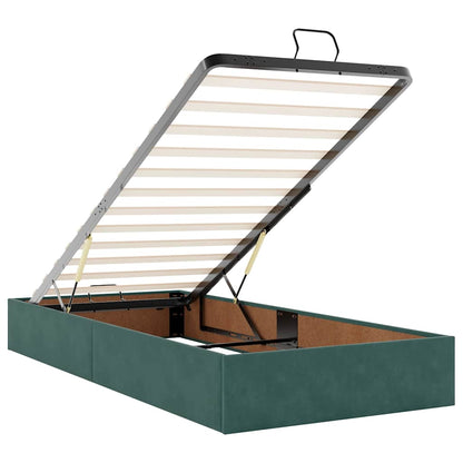 Ottoman bed met matras en LED's 90x200cm fluweel donkergroen