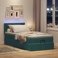 Bed poef met matras en LED's 90x200 cm fluweel donkergroen