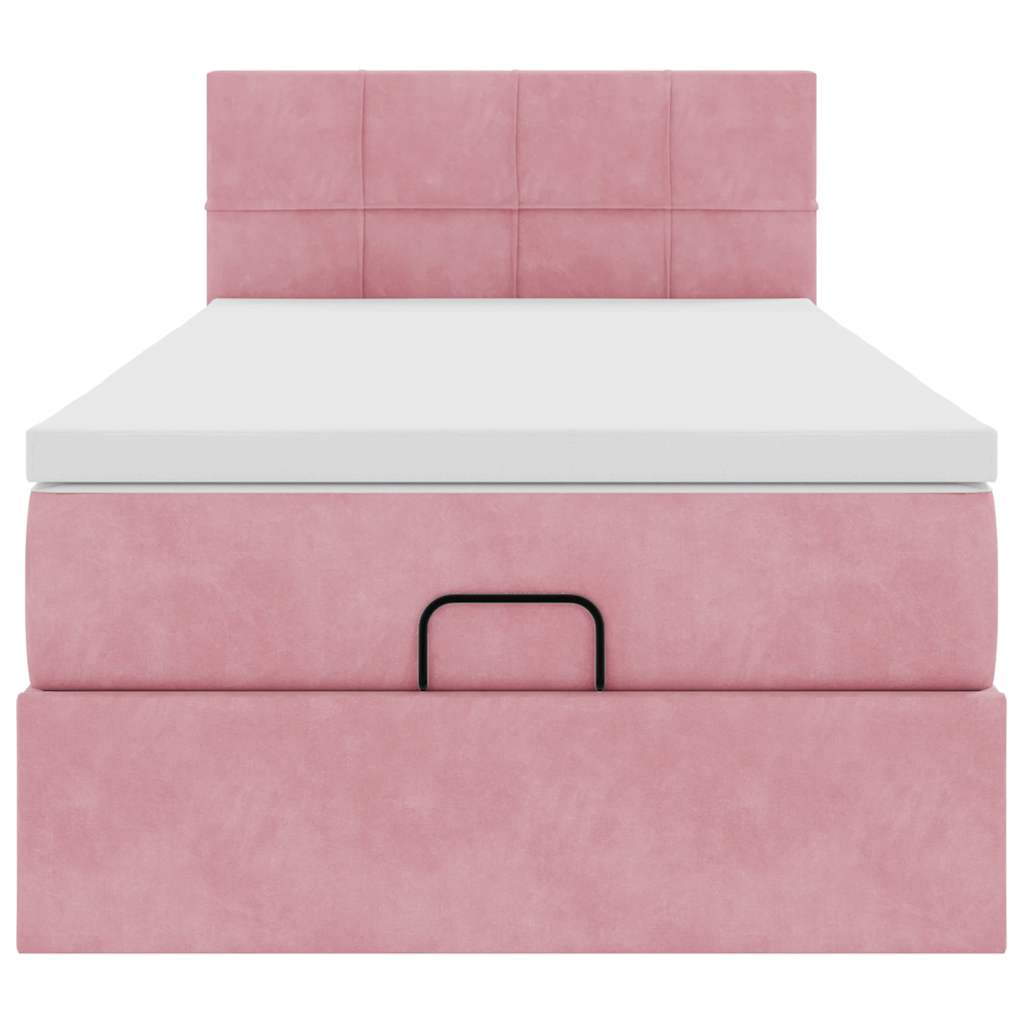 Ottoman bed met matras en LED's 90x200cm fluweel roze