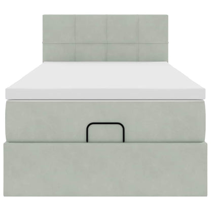 Ottoman bed met matras en LED's 100x200 cm fluweel lichtgrijs