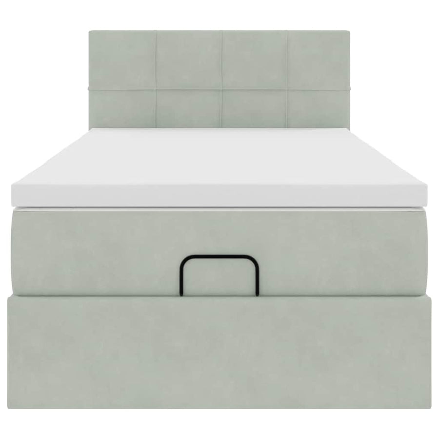 Ottoman bed met matras en LED's 100x200 cm fluweel lichtgrijs