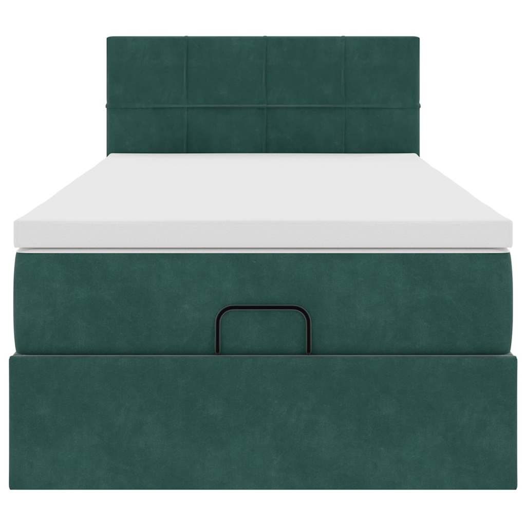 Ottoman bed met matras en LED's 100x200 cm fluweel donkergroen
