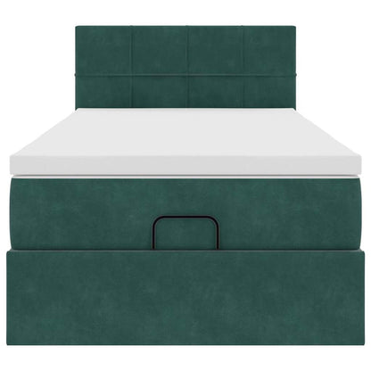 Ottoman bed met matras en LED's 100x200 cm fluweel donkergroen