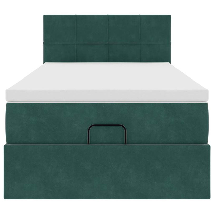 Ottoman bed met matras en LED's 100x200 cm fluweel donkergroen