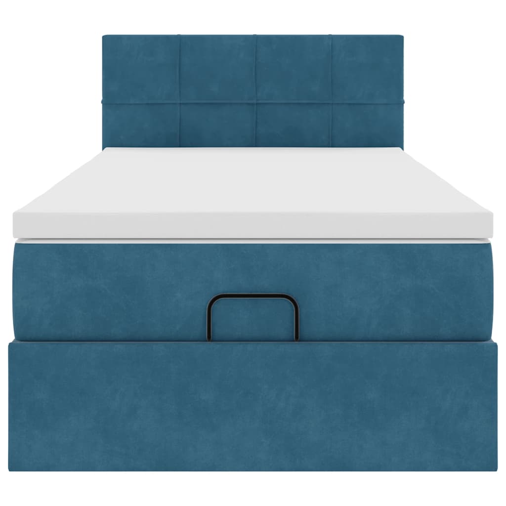 Ottoman bed met matras en LED's 100x200 cm fluweel donkerblauw