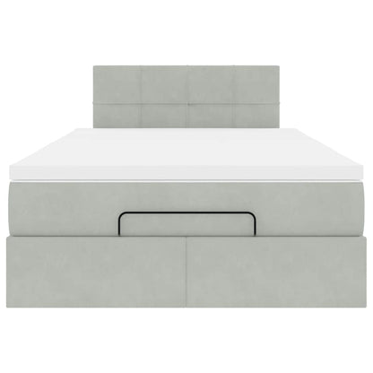 Ottoman bed met matras en LED's 120x190 cm fluweel lichtgrijs
