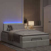 Bed pouffe with mattress and LEDs 120x190 cm velvet light grey