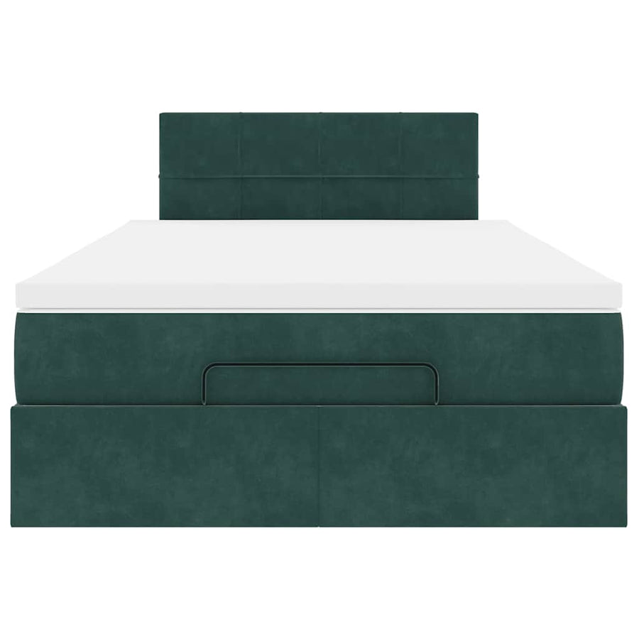 Ottoman bed met matras en LED's 120x190 cm fluweel donkergroen