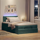 Storage pouf with mattress and LEDs 120x190 cm velvet dark green