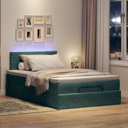 Storage pouf with mattress and LEDs 120x190 cm velvet dark green