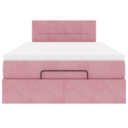 Ottoman bed met matras en LED's 120x190 cm fluweel roze