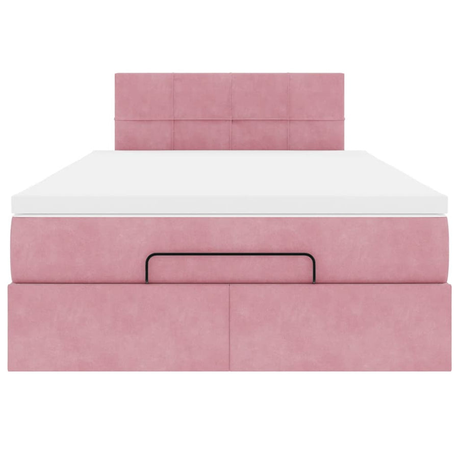 Ottoman bed met matras en LED's 120x190 cm fluweel roze