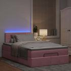 Bed ottoman with mattress and LEDs 120x190 cm velvet pink