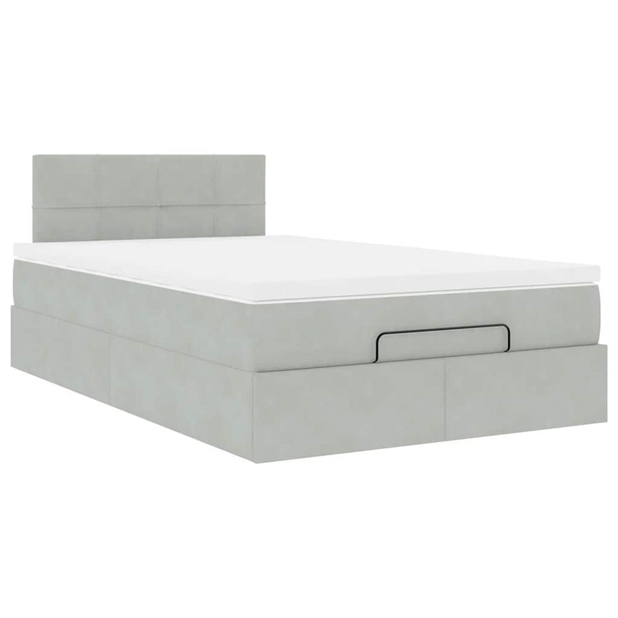 Ottoman bed met matras en LED's 120x200 cm fluweel lichtgrijs