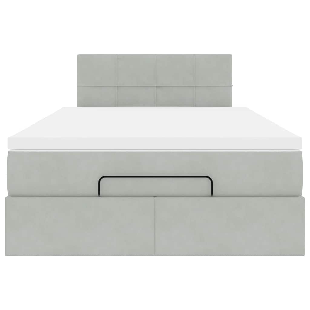 Ottoman bed met matras en LED's 120x200 cm fluweel lichtgrijs