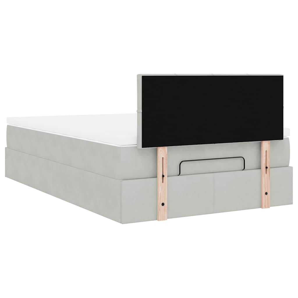 Ottoman bed met matras en LED's 120x200 cm fluweel lichtgrijs