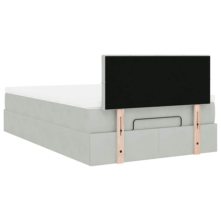 Ottoman bed met matras en LED's 120x200 cm fluweel lichtgrijs