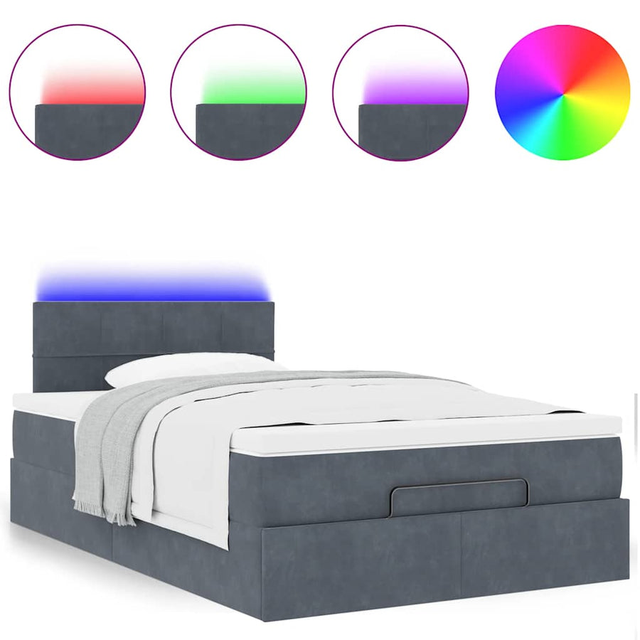 Ottoman bed met matras en LED's 120x200cm fluweel donkergrijs